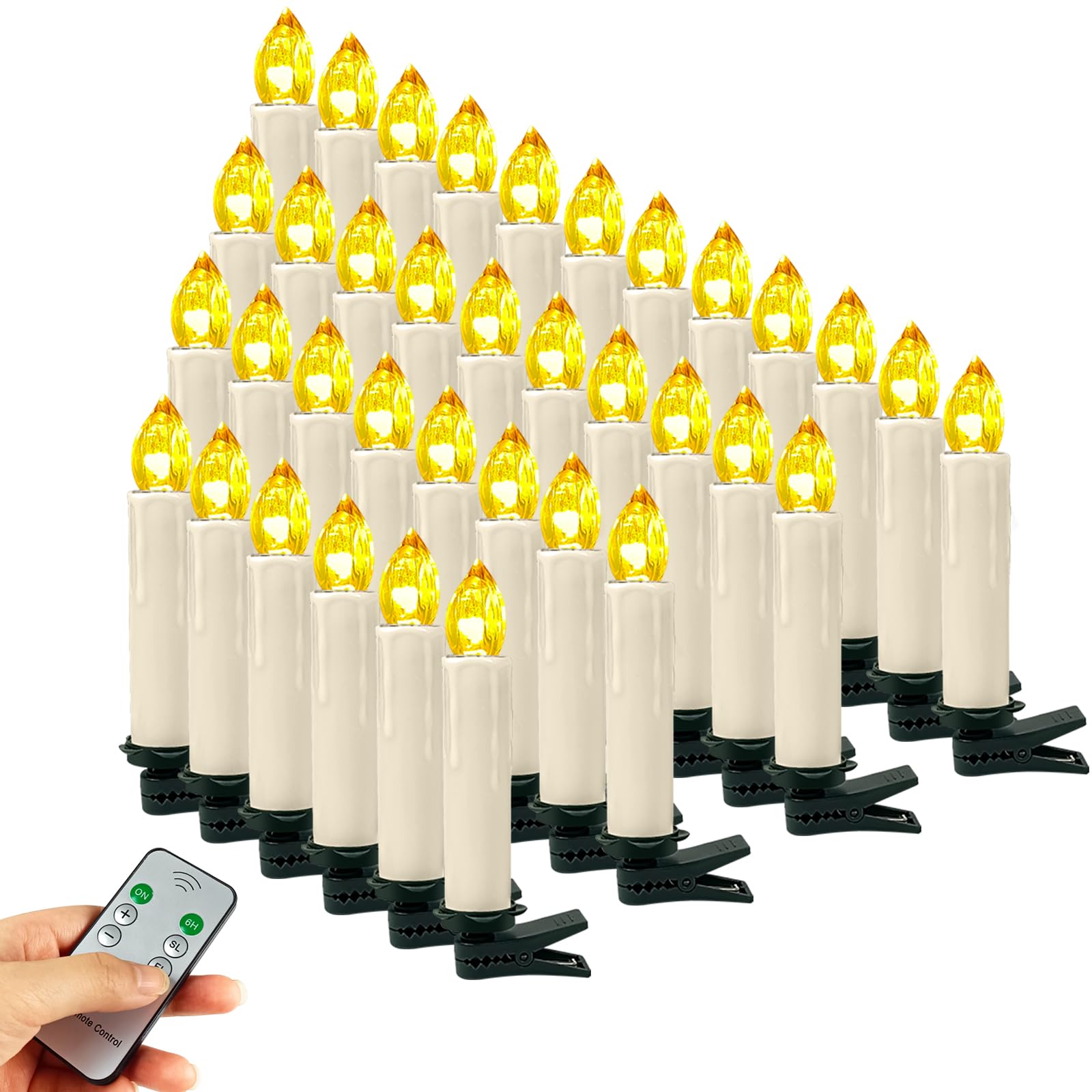 Pack De 20 Velas LED Navideñas Con Control Remoto - Decoración Inalámbrica Para árboles Y Luces De Interior, Color Beige Cálido