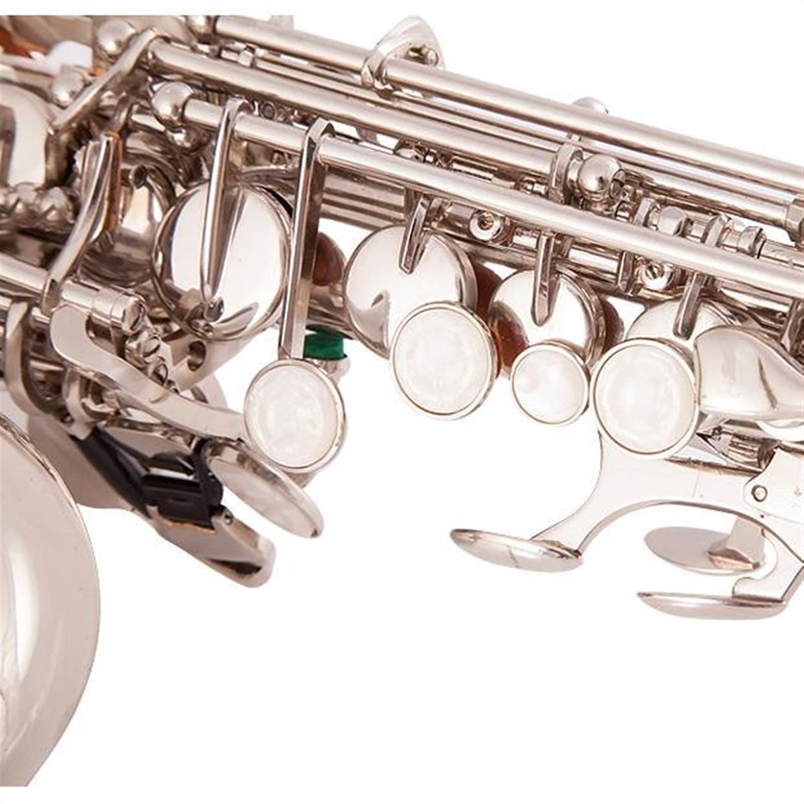 Saxofones Saxofón Curvo Profesional BB Saxofón B-Key Chapado En Cobre Blanco Plateado
