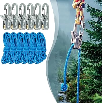 Rope Roller Cam Lock Tensioner, Cord And Rope Tightening Tool, Cable Puller Tool with Accessory Cord, Carry Case Ropes Cam Knot Tying Tool for Outdoor, Camping & Boating