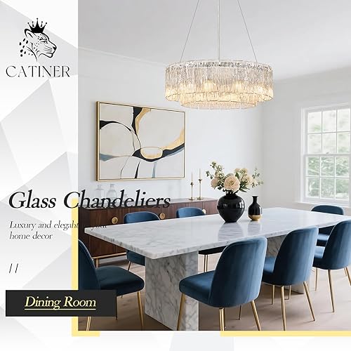 Miniatura 3 de Candelabros cromados 24" moderna araña redonda de cristal P85-10C1