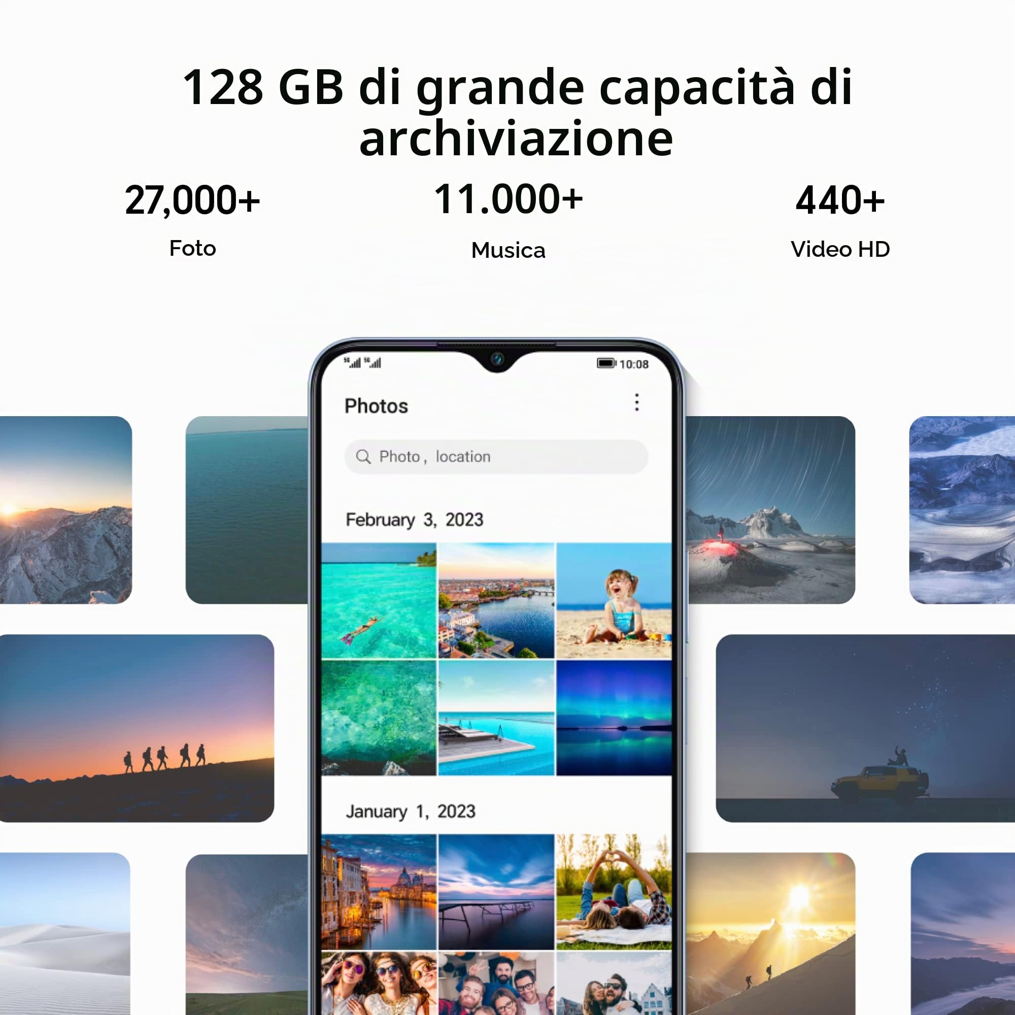 Honor 70 Lite, Smartphone 5G, 4GB+128GB, 6,5" 90Hz Display FullView, 5000mAh, Android 12, Dual SIM, Midnight Black