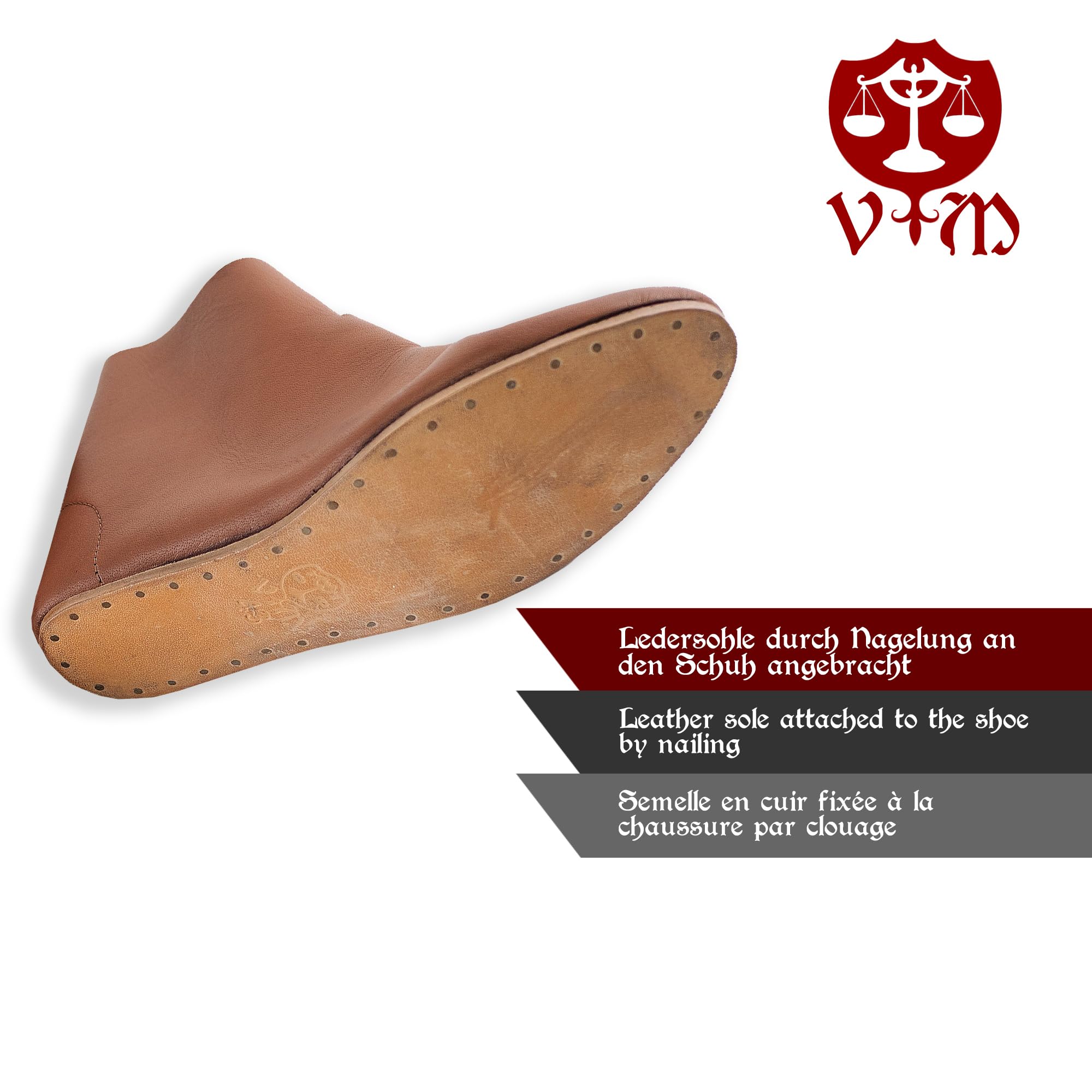 Wikinger Schuhe Dunkelbraun mit Ledersohle Jorvik