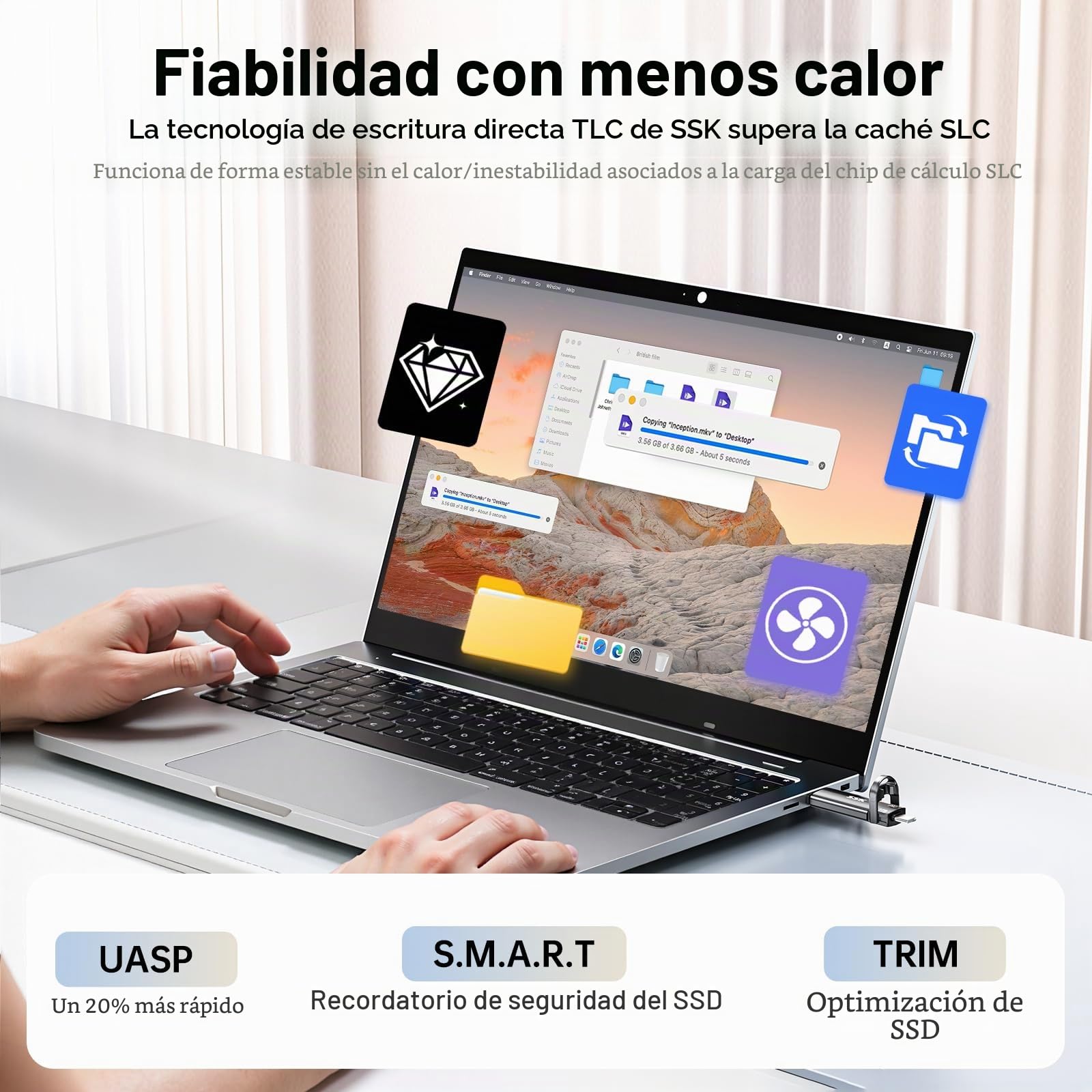 SSK Unidad Externa SSD de 1 TB hasta 1000 MB/s, Unidades de Estado sólido externas Tipo C+USB A Disco Duro SSD USB 3.2 Gen 2 para iPhone 15/PS4/teléfono Android/Tableta/Windows/Mac