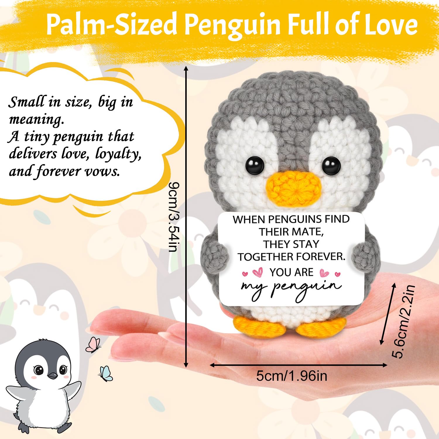 Laicaii Crochet Penguin Gifts for Girlfriend Emotional Support Gift Handmade Positive Crochet Animals, Positivity Gift Couple Present - Image 2