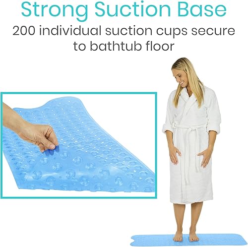 Miniatura 4 de Vive Tapete de bañera para suelos de baño y ducha, almohadilla antideslizante de goma con succión para bañera, baño, ancianos, niños, respetuosa con