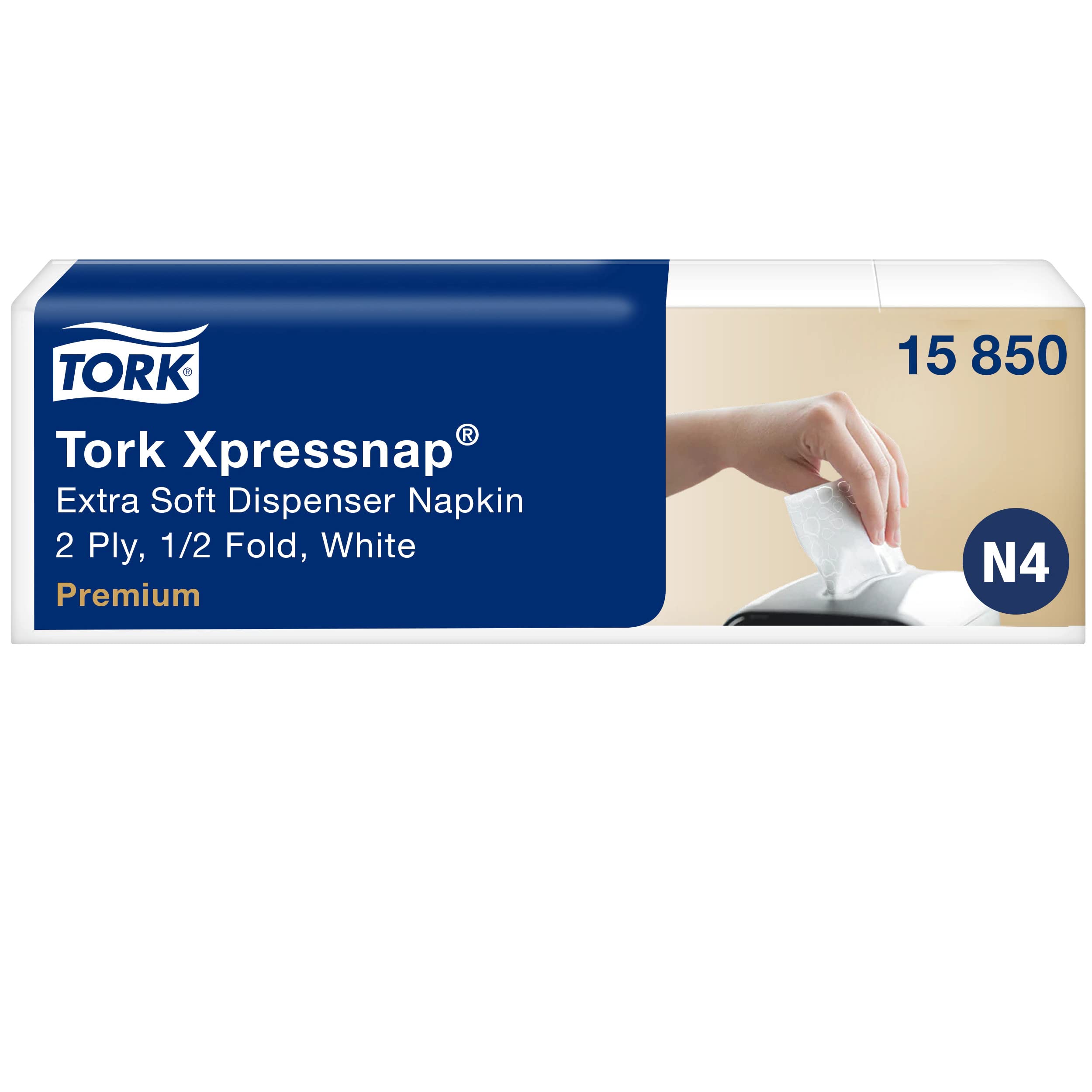 Tork 15850 Xpressnap Extra Soft Spenderserviette unbedruckt / Weiße Papierserviette für Serviettenspender N4 / 8x1000 Stück