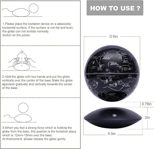 Miniatura 6 de WUPYI Globo levitante magnético flotante de luz nocturna bola de constelación con pantalla de luz LED tecnología fresca regalo educativo para niños