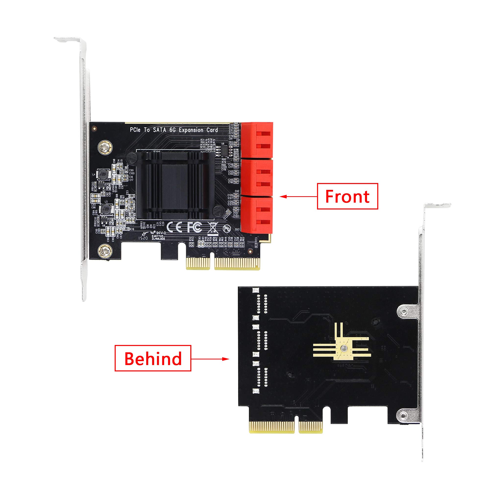 CERRXIAN Tarjeta adaptadora PCIE X4 a 6 SATA 3.0, para arranque de disco del sistema, compatible con modos RAID1, AHCI, SPAN, RAIDO4 (contiene 6 cables SATA)