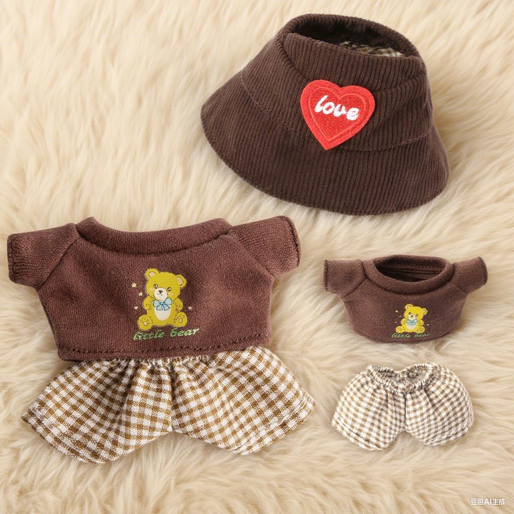 Tenue Pour Poupée Labubu 17 Cm – Chapeau + T-shirt + Barboteuse – Sans Poupée – Lot De 3 Pièces – Livraison 10-15 Jours