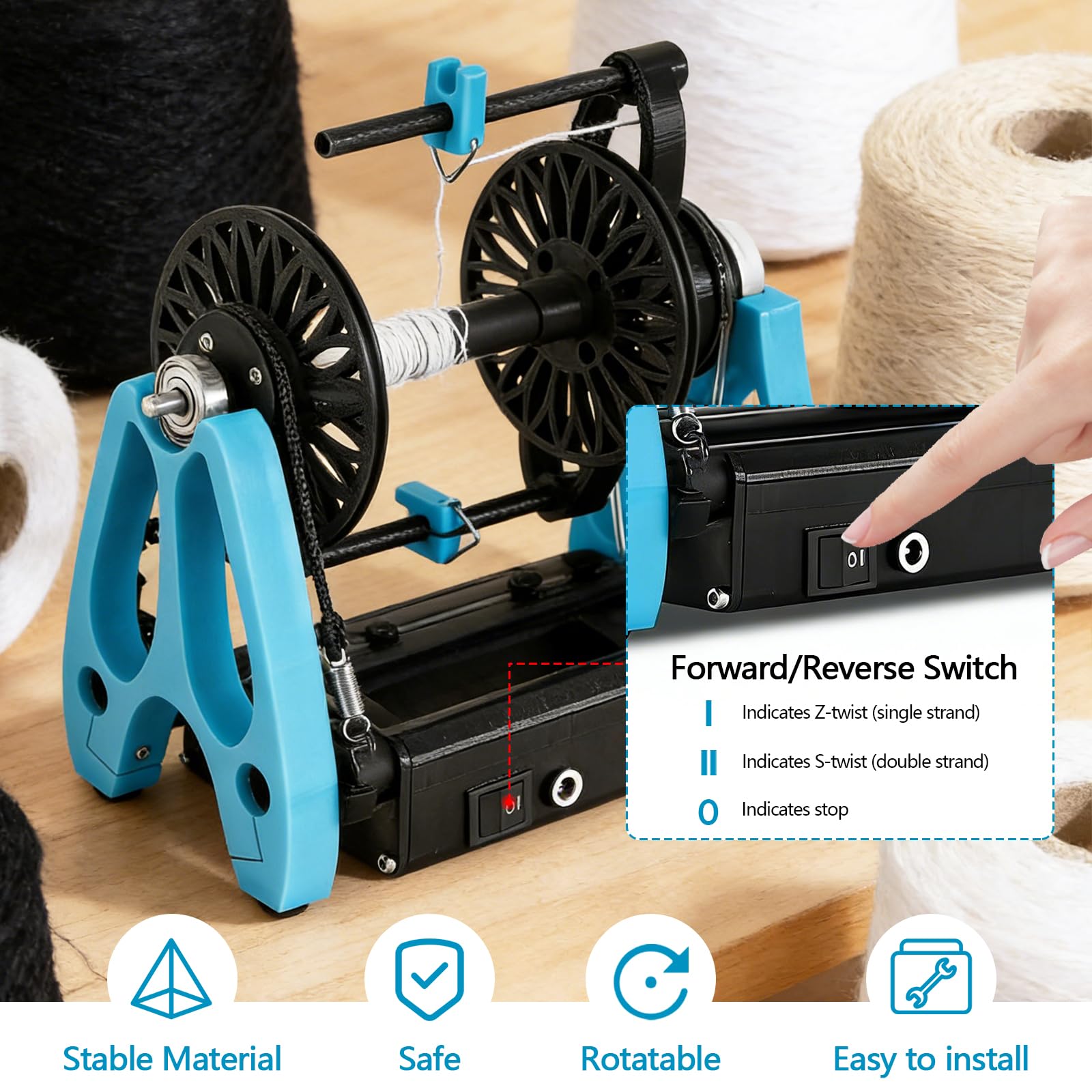 Filatoio Elettrico, Mini Filatoio per Lana per Uso Domestico con Pedale Controllo di velocità Continuo Macchina per Avvolgimento Filati A 1800 Giri/Min per Cotone E Seta