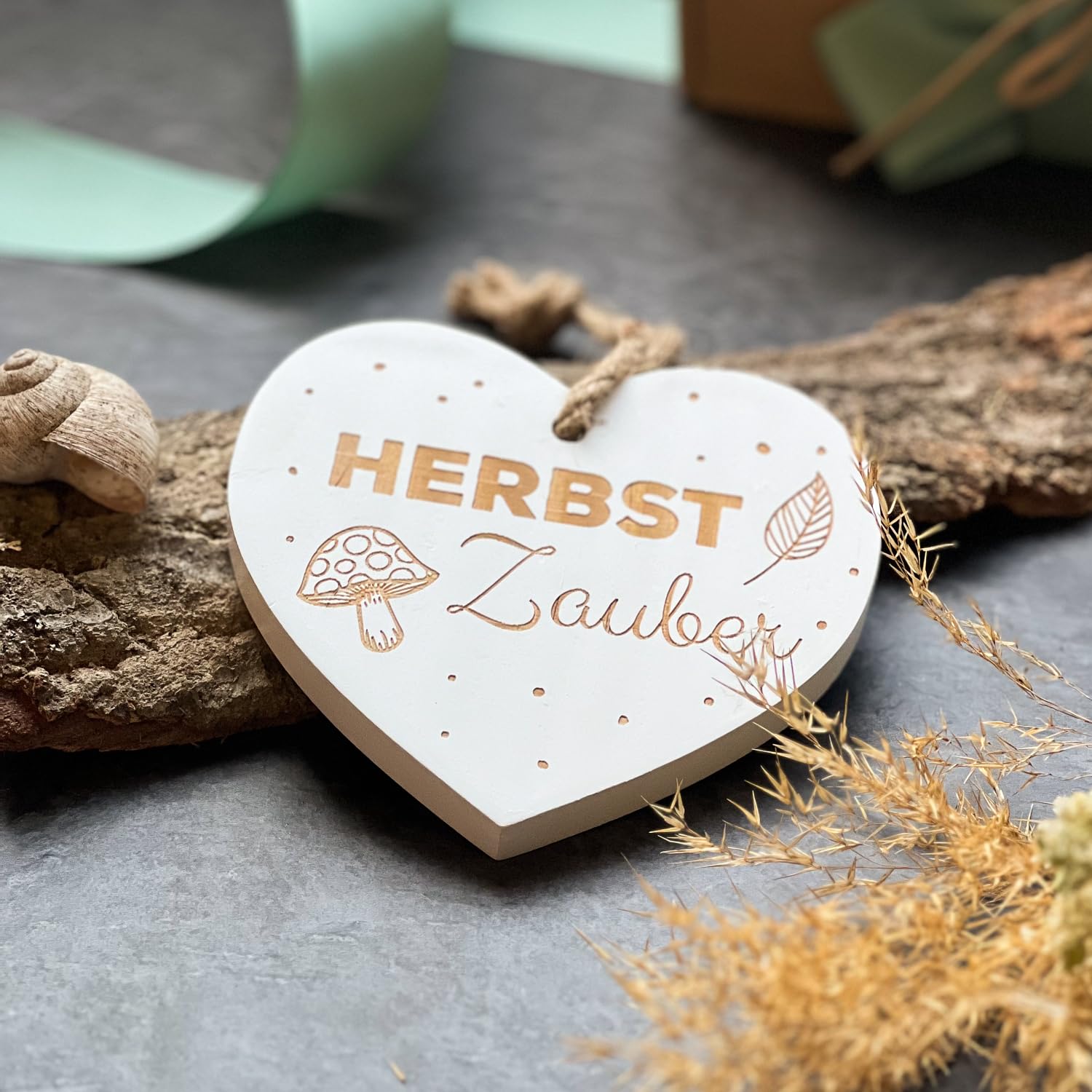 Spruchreif Cuore decorativo con incisione, cuore in legno con incisione