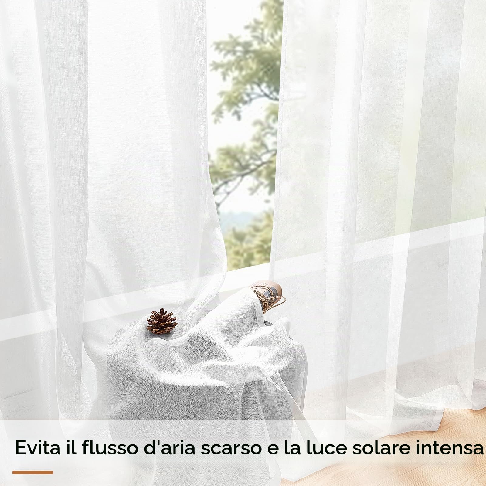 MRTREES - Tende trasparenti bianche, altezza 240 cm, in voile, 2 pannelli, tende in voile con occhielli, 132 x 241 cm, tenda per soggiorno e camera da letto