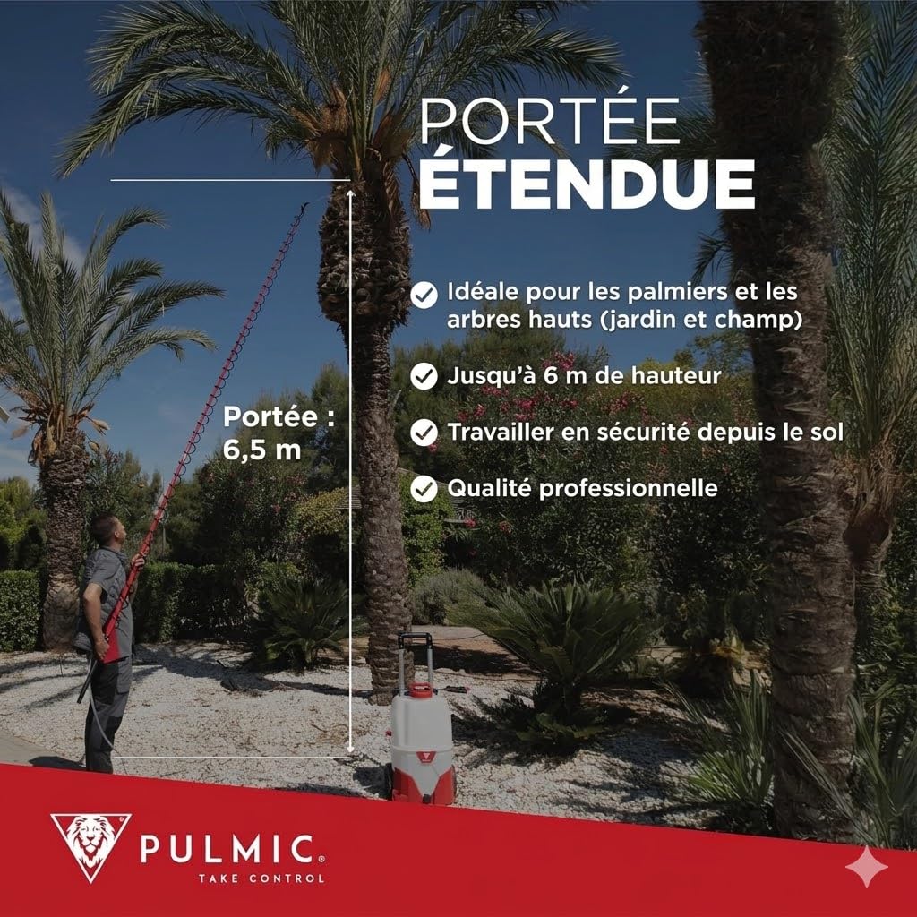 PULMIC Kit Pulvérisateur Professionnel 5 m, Lance Télescopique Fibre de Verre+ Adaptateur Orientable 180° Quick Connect + Adaptateur M18 + Jeu de Buses 0° 25° 40° Réglable