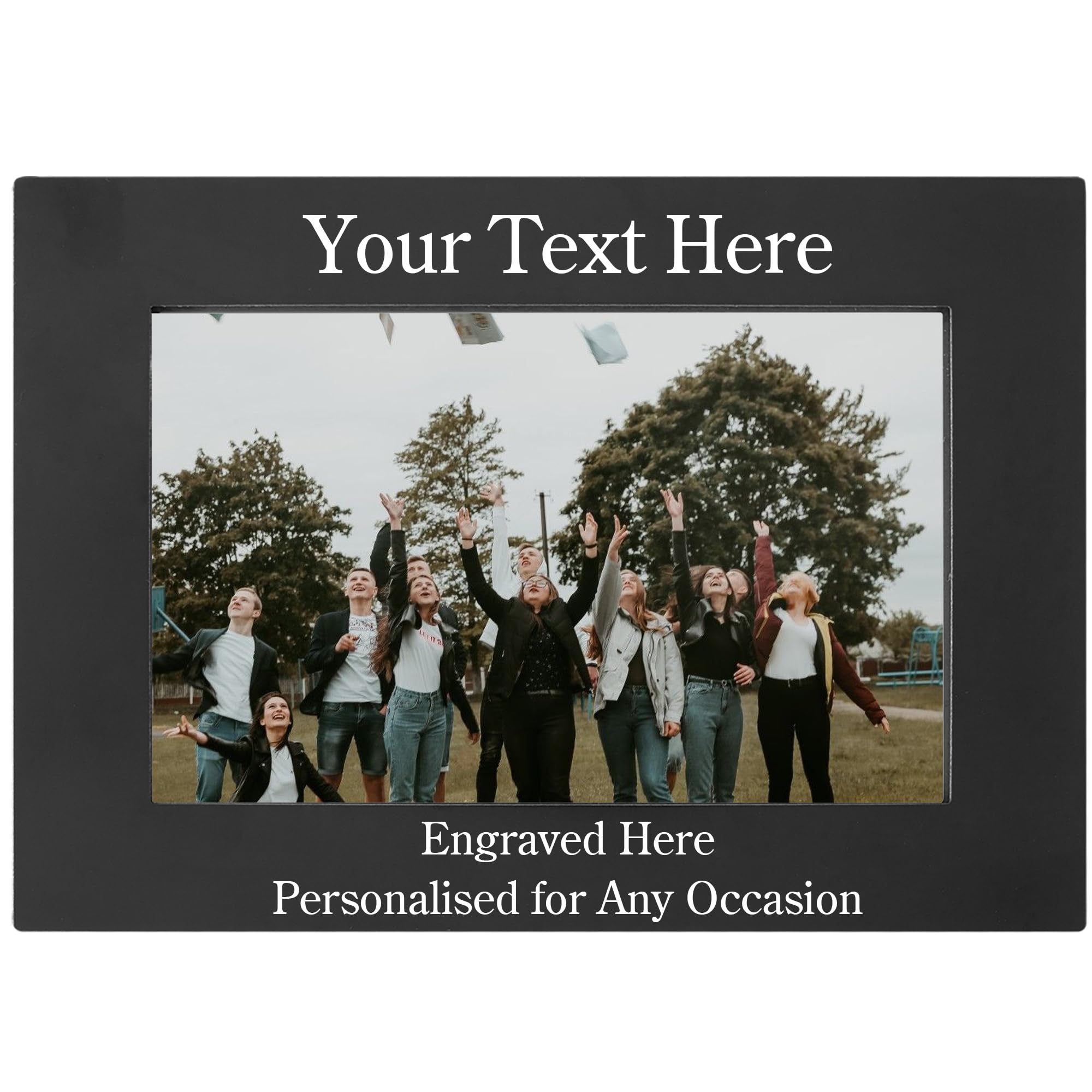 Personalized Picture Frame, Custom Aluminum Picture Frames 4x6 Photo Size - Add Your Custom Text Engraved Aluminum Hanging/Tabletop, Personalized Group Family Photo Picture, Gifts Box Included