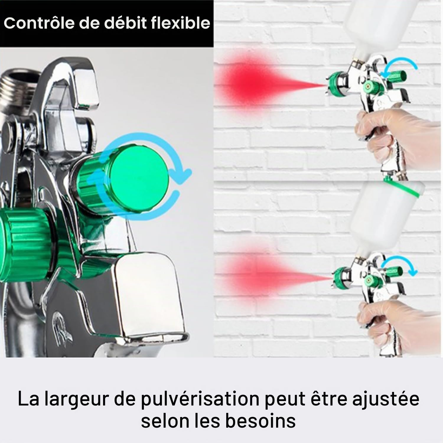 HVLP Pistolet à Peinture,avec 4 Buses 1,4/1,7/2,0/2,5,600ml Pistolet Peinture Air Comprimé pour Les Murs,l'Automobile,Les Travaux De Rénovation,Comprend des Gants,Clés Et Tous Accessoires Nécessaires