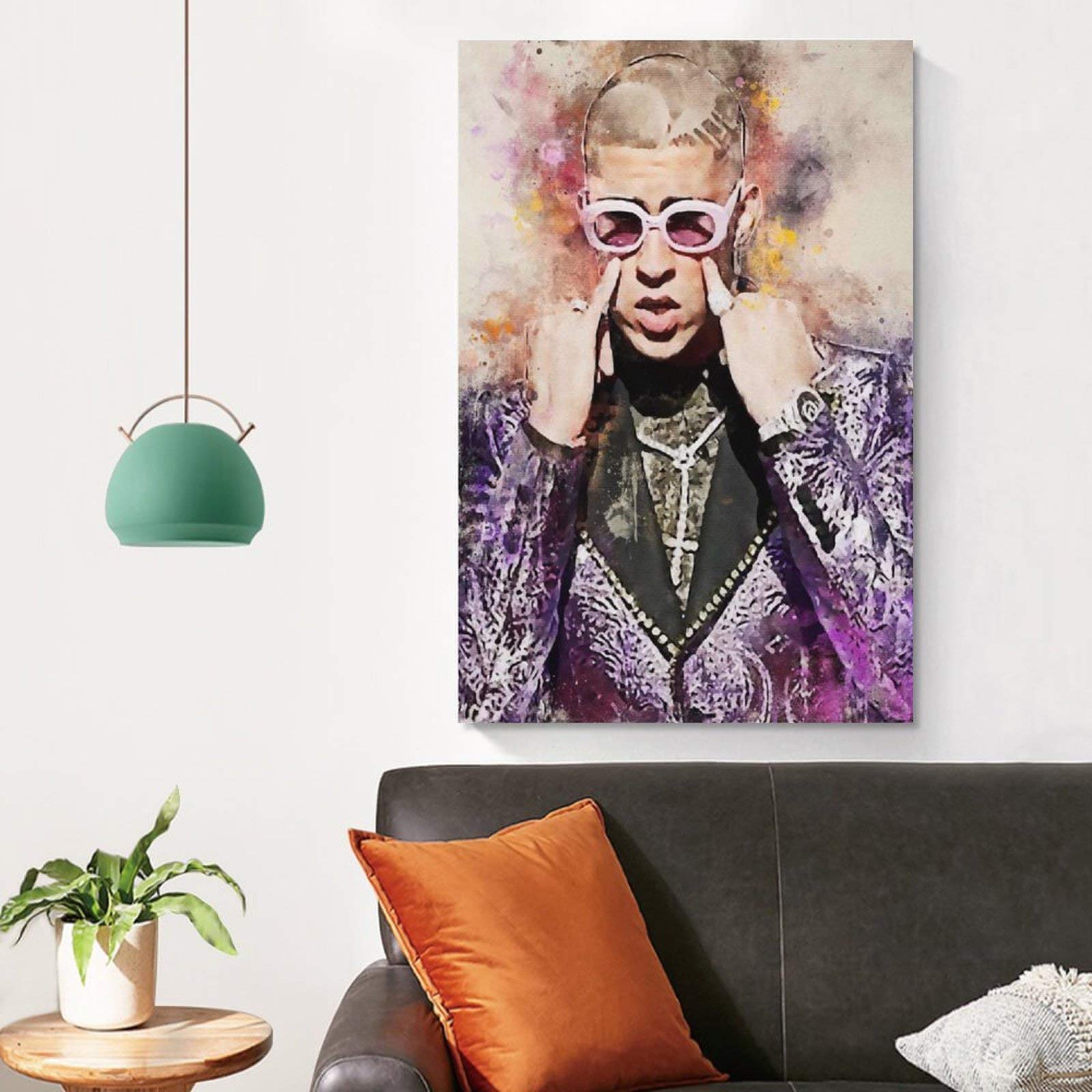 CZOURPVU Póster de Bad Bunny, póster de música latina, póster de decoración artística, pintura estética, lienzo para decoración de dormitorio, 12 x 18 pulgadas (30 x 45 cm) Bad Bunny-4