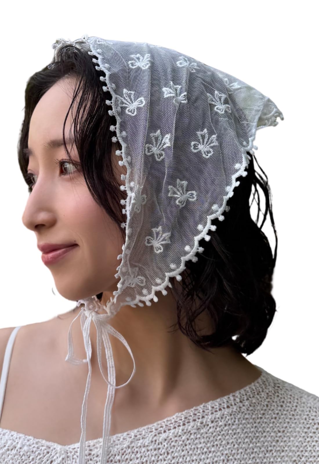 Amazon | [LEOVY] バブーシュカ レース レーススカーフ 三角スカーフ