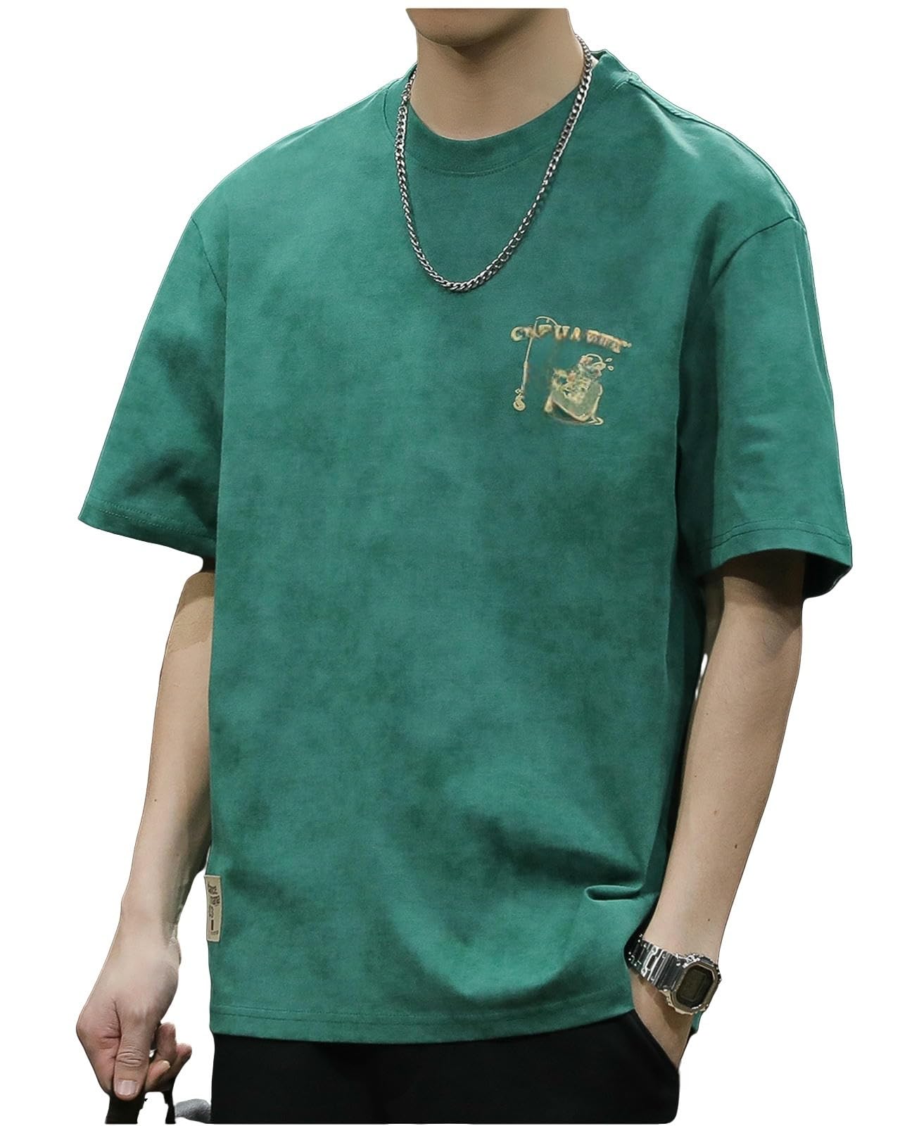 T-shirt męski, wszechstronny, z krótkim rękawem, luźny, luźny i luźny t-shirt z krótkim rękawem, ciemnoszary-2XL