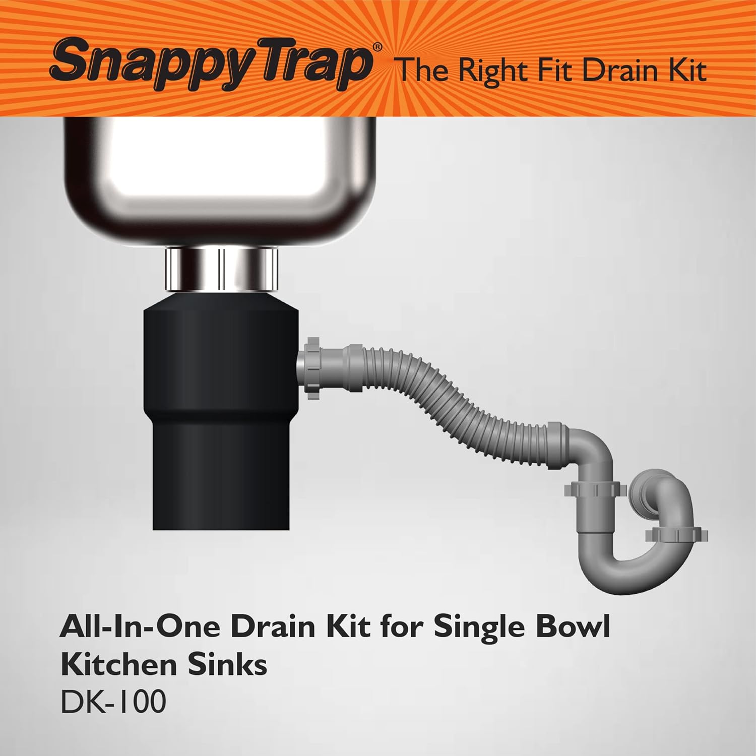 Snappy Trap 1 1/2 Drain Kit for Single Kitchen Sinks, Bar Sinks and