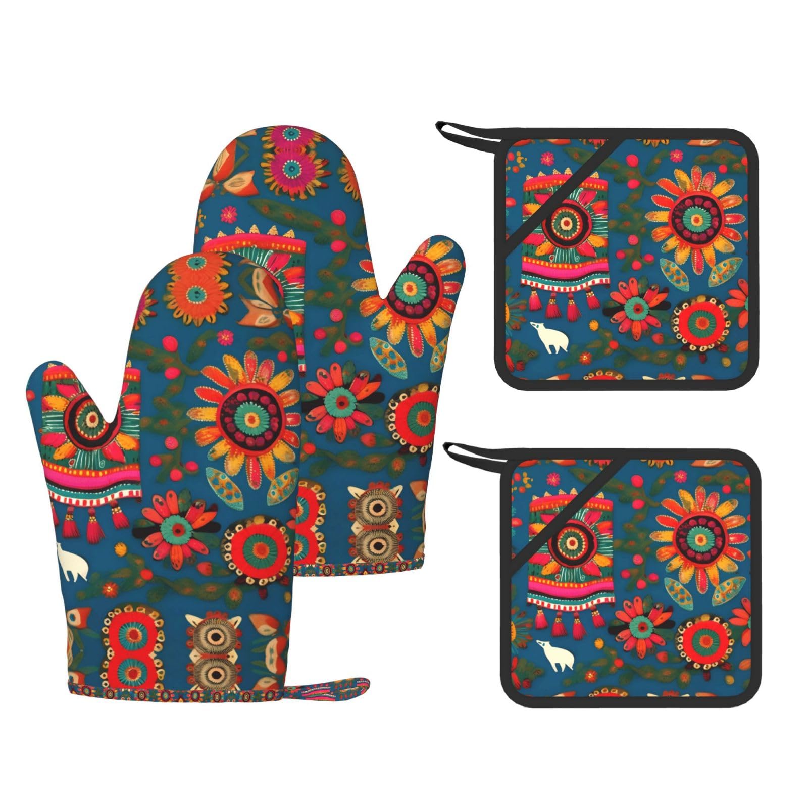 Maniques en silicone contre les brûlures gants de cuisine isolants boho