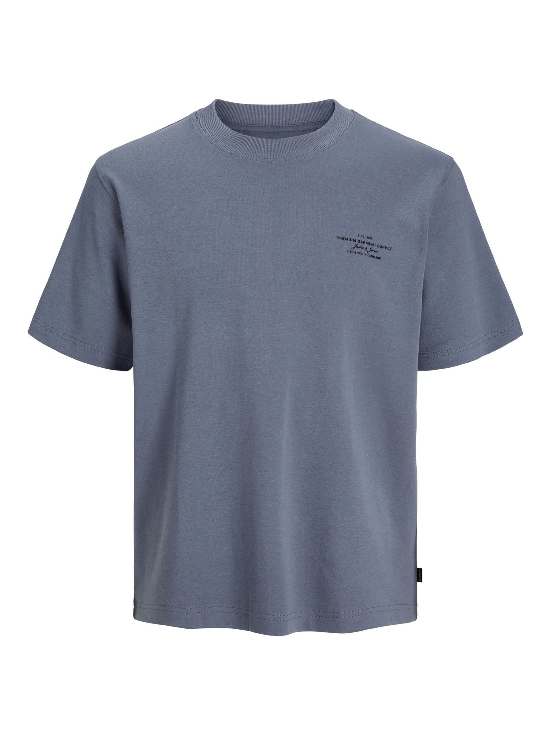 JACK & JONES Men's Jprblachad Branding Ss Crew Neck Tee Sn, Flint Stone, S