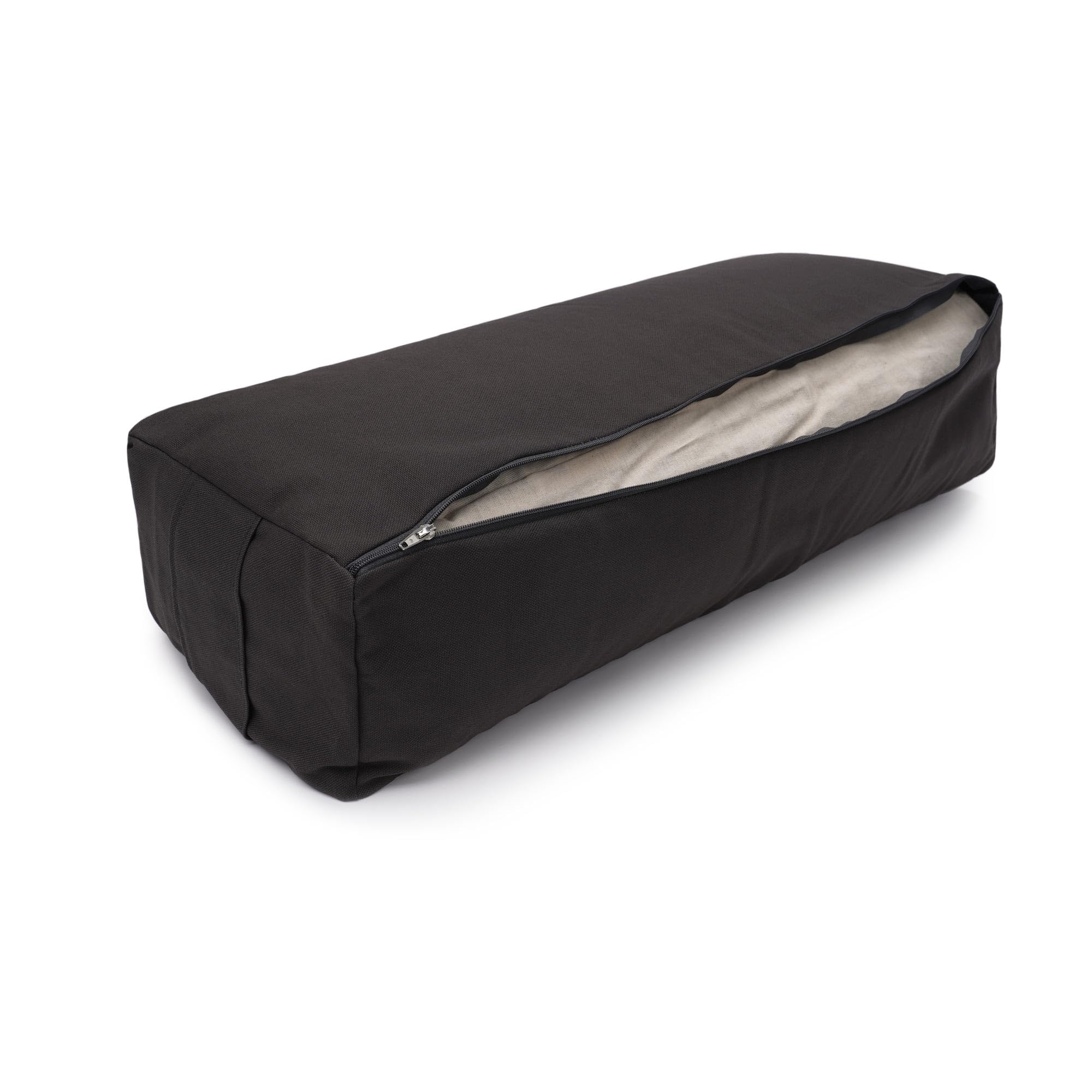 Yogabox Yoga Bolster Rechteckig, Waschbarer Bezug aus 100% Baumwolle, Yogarolle eckig mit Buchweizenschalen - Füllung, Yogakissen groß für Restoratives Yoga, Maße: ca. 60 x 20 x 14 cm