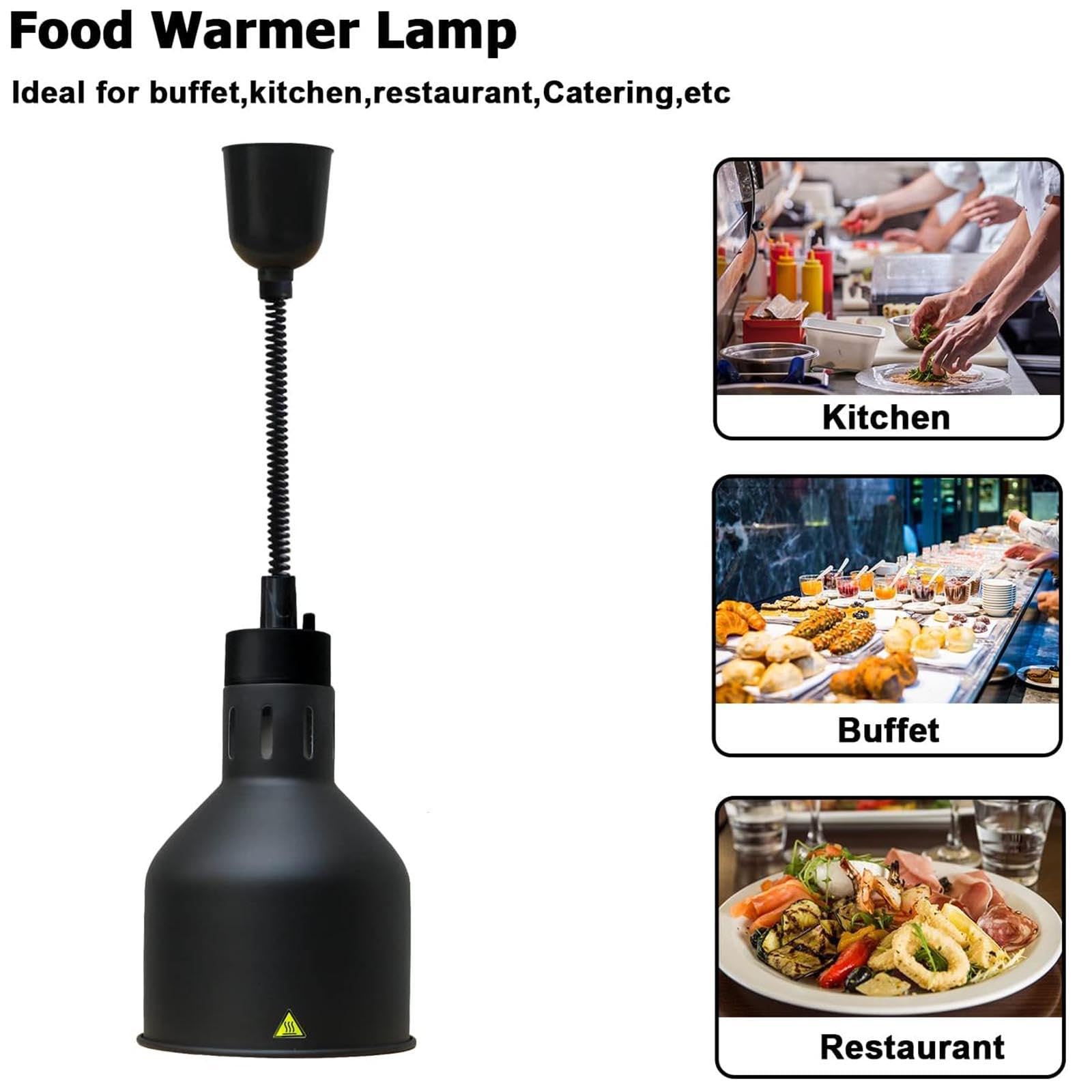 Lámpara Colgante de Calor para Alimentos, 250 Vatios, Luz para Calentar Alimentos, Lámparas para Calentar Alimentos para Buffet, Comerciales para Alimentos Fritos (60-180 Cm),Silver