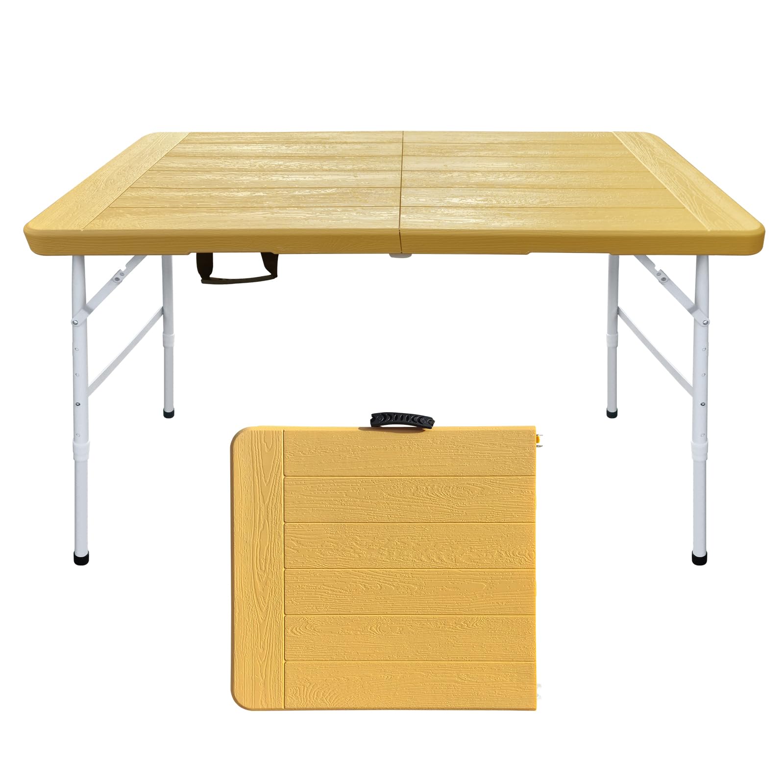 ICSPOID Folding Table, 4FT/6 FT Foldable Table with Carrying Handle, Steel Legs Heavy Duty Portable Utility Table for Party, Dining, Wedding, Events,