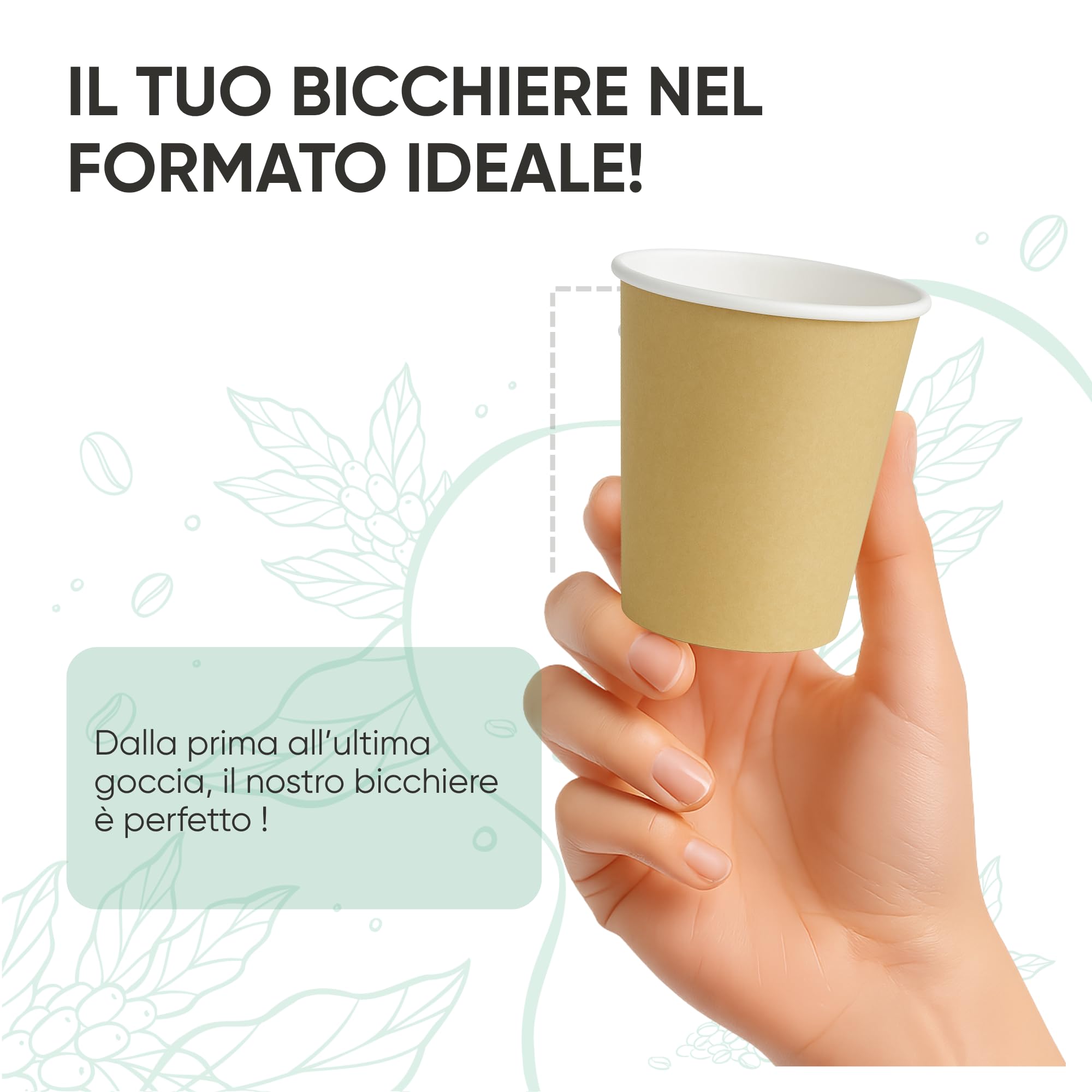 ecodrinks - 500 Bicchieri Carta Avana 240ml - Per Acqua, Cocktail, Bevande Calde e Fredde - Biodegradabili, Eco-friendly e Made in Italy