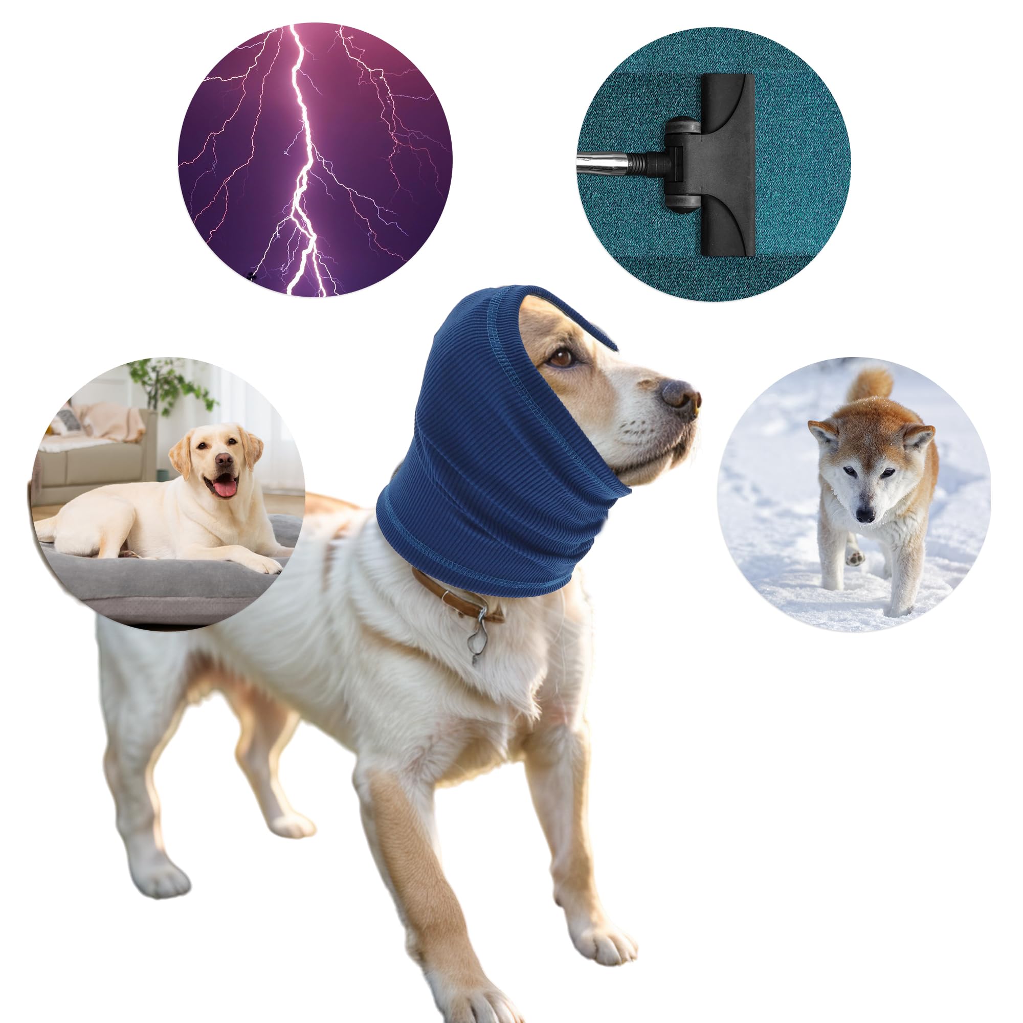 Fascia per Calmare Cani, Protezione Rumore Cuffie per Orecchie Cani, L, Blu