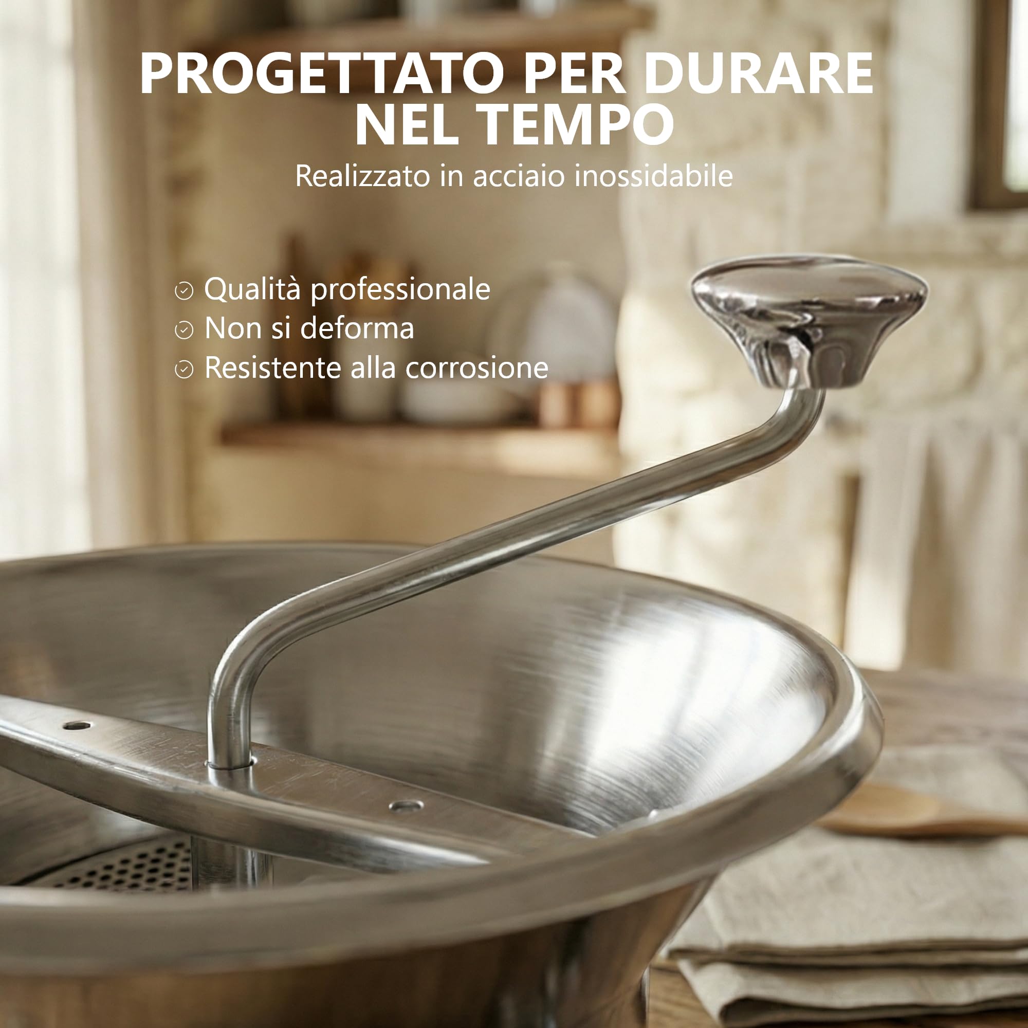 La Bonne Graine - Moulin Passa-Verdure Ø 24 cm in Acciaio Inox – 3 Griglie Intercambiabili – Passapuré, Soupe, Purè