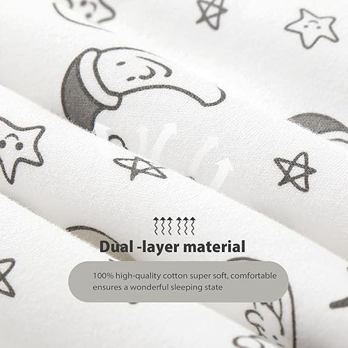 Miniatura 7 de Mosebears - Saco de dormir para bebé, con cremallera de 2 direcciones, saco de dormir unisex de algodón, 2.5 tog (blanco con estrellas, de 0 a 6