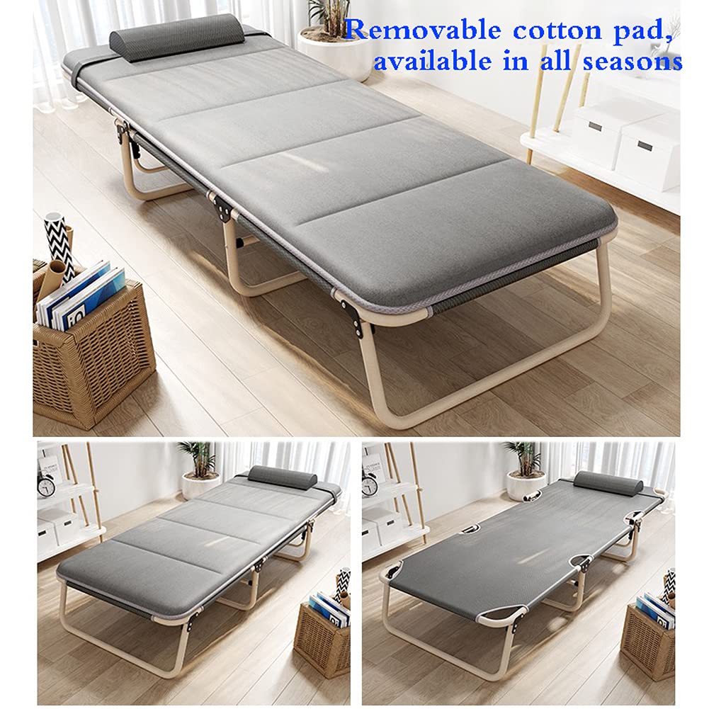 LANGWEI Lettino da Campeggio per Adulti, Sedia Ergonomica Reclinabile con Materassini Rimovibili E Design Regolabile, Struttura del Letto Pieghevole Resistente per Interni Ed Esterni
