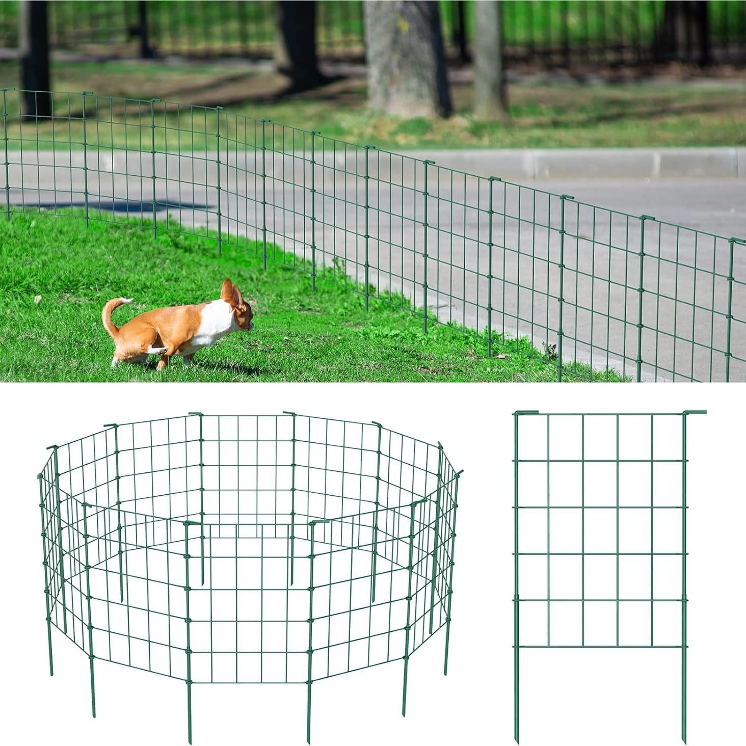 Metal Wire Grid Garden Fence Rustproof Animal Barrier Border Fencing for Small Dogs Rabbits Outdoor Yard Flower Bed Landscaping