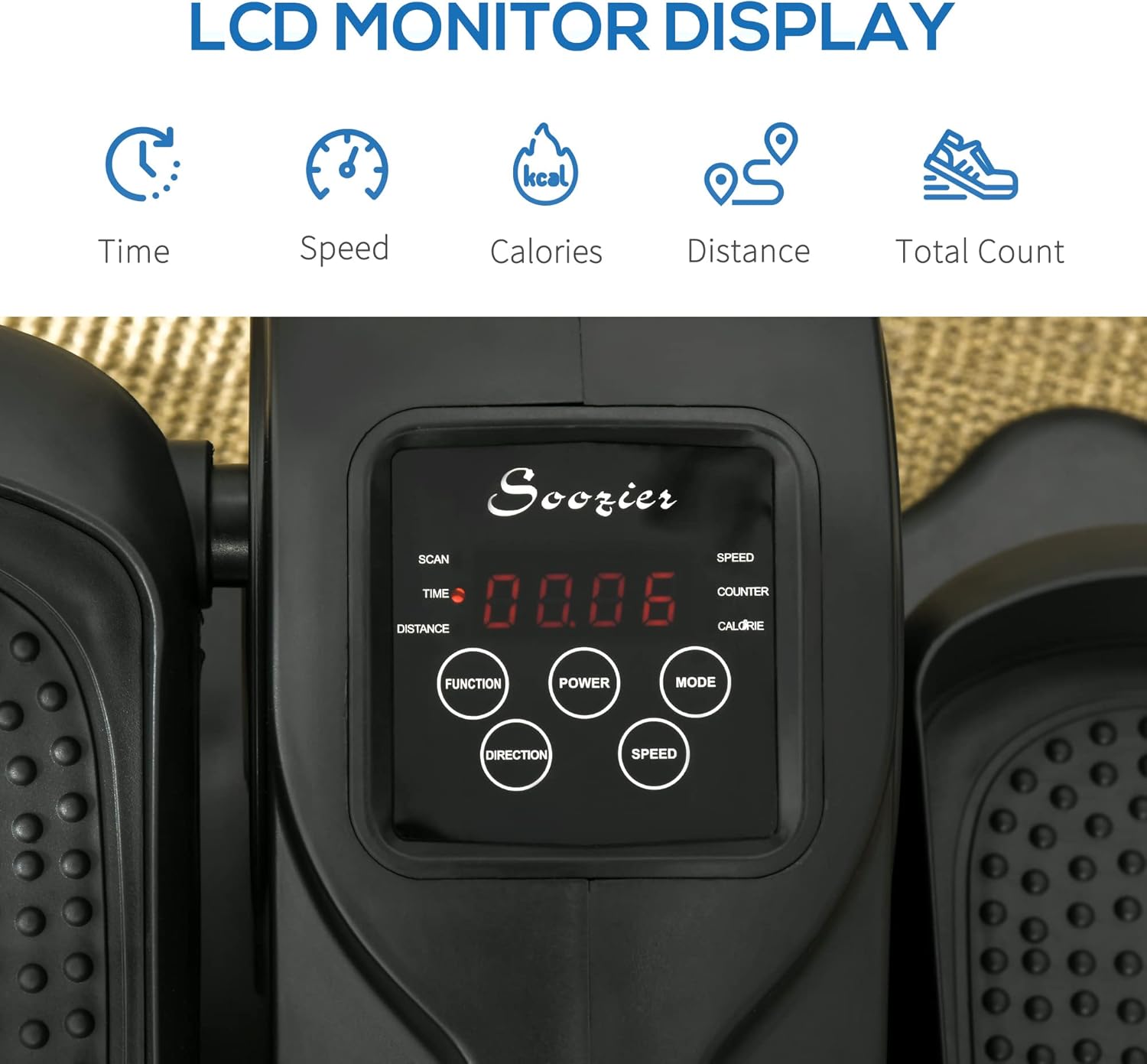 Soozier Under Desk Elliptical Exercise Machine, Powered Ellipse Leg Exerciser, Mini Rehabilitation Bike with Adjustable Speed, Remote & LCD Display for Home & Office