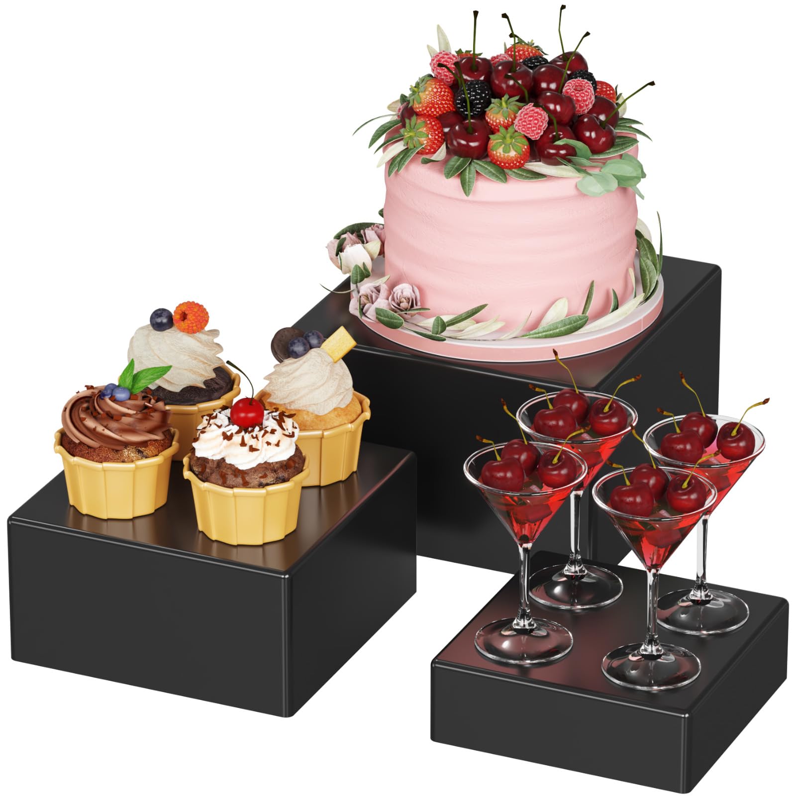 Ysislybin Presentoir Aperitif Buffet, Lot De 6 Présentoirs Pour Gâteaux En Acrylique, Desserts, Objets De Collection, Bijoux, Support Cubique Emboîtable Boîte De Rangement Pour Bonbons, Cosmétiques