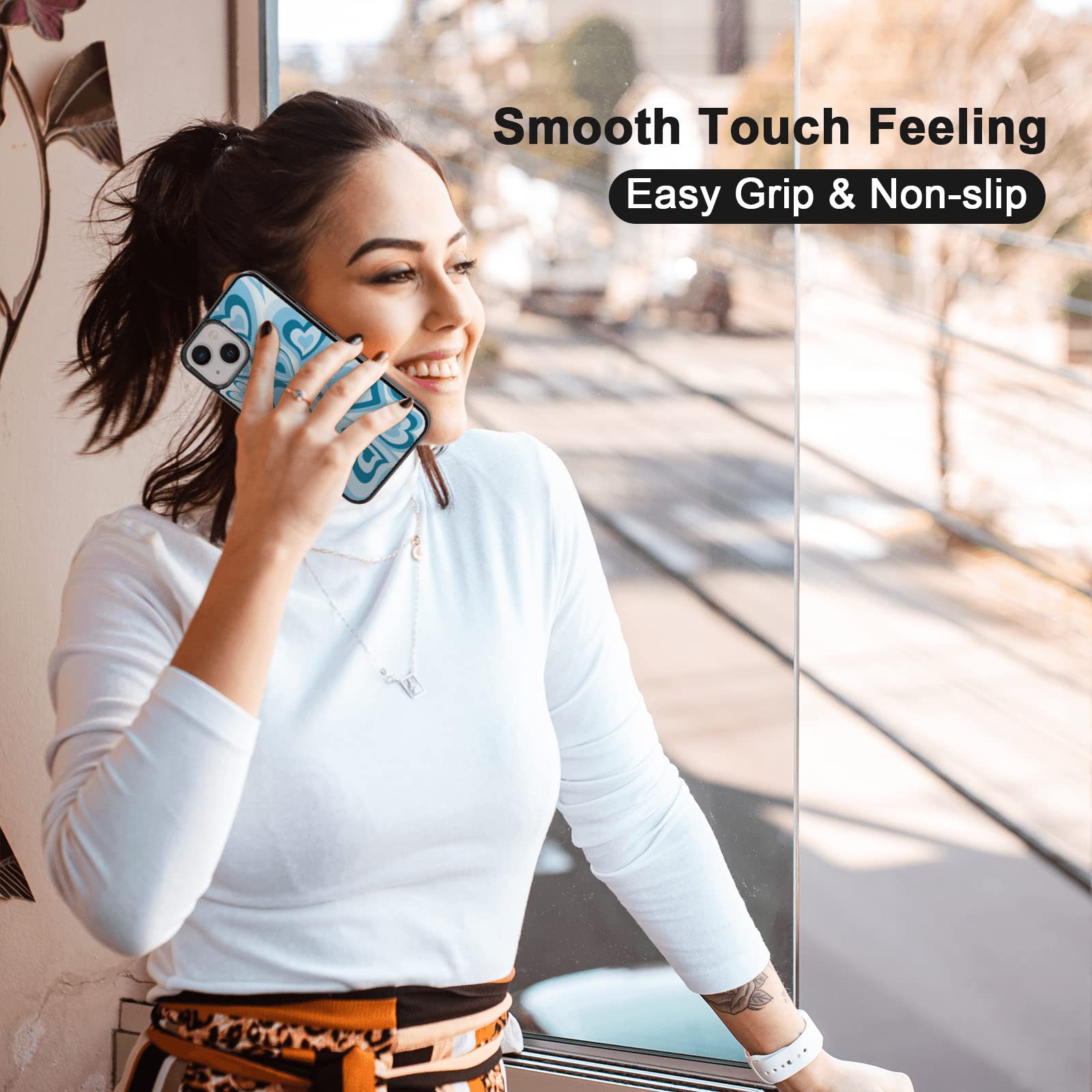 Amazon.com: aiyaya Cute Blue Love Heart Aesthetic Phone Case