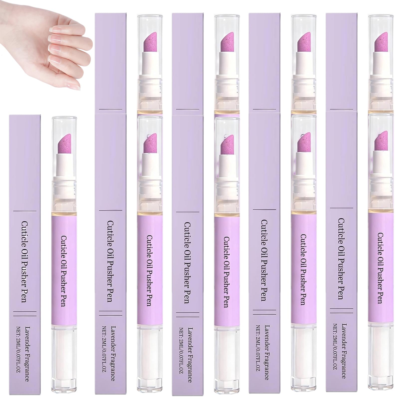 Spingicuticole a olio 2.0, 2 in 1, per cuticole e cuticole, punta in ceramica, cura per la riparazione di unghie secche danneggiate, esfoliazione delicata (10 pezzi)