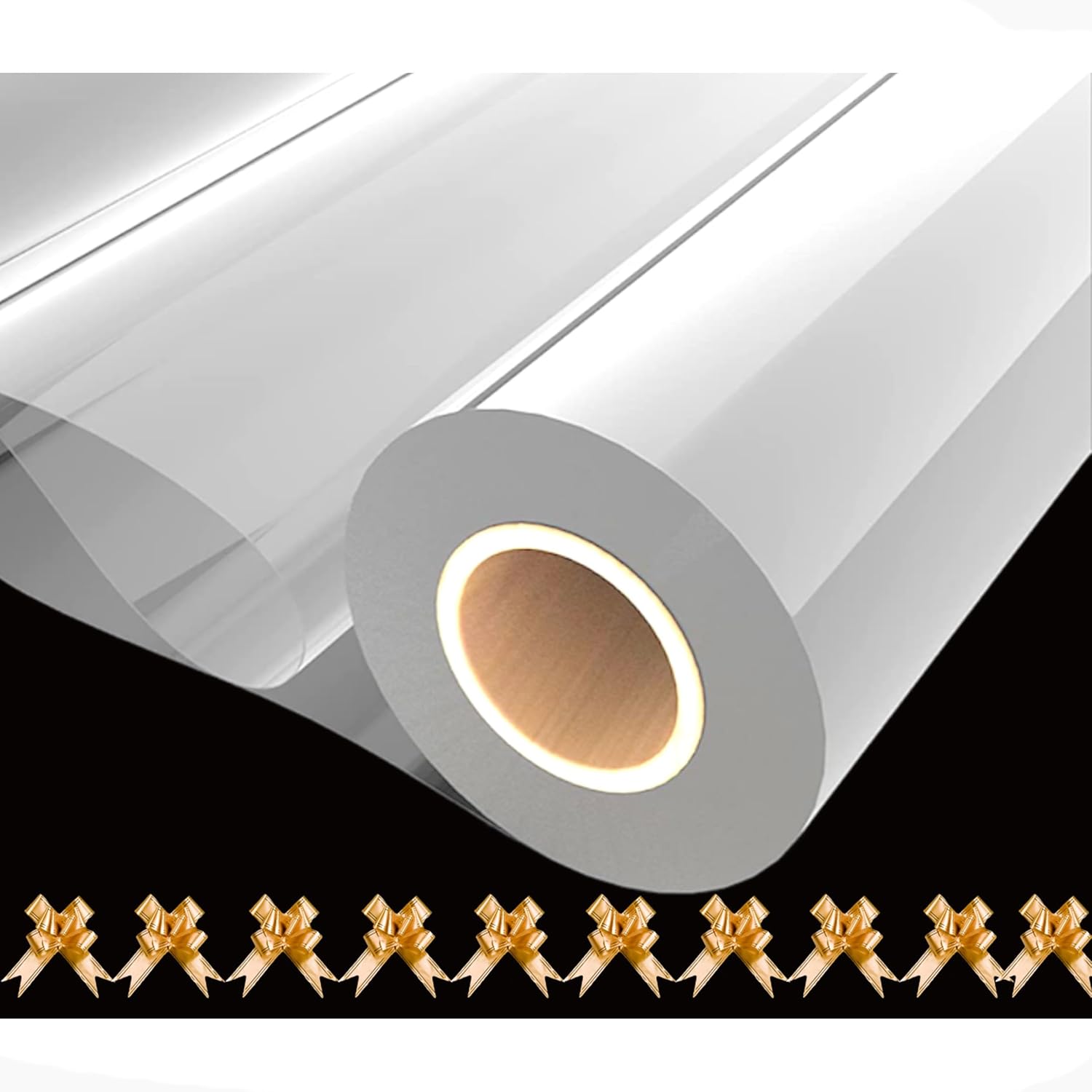 MAARA Clear Cellophane Wrap Roll for Hampers (30M x 40CM) with 10 Gold