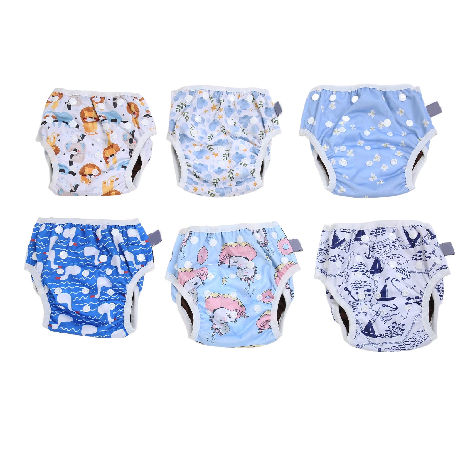 6 Stück Baby-Schwimmwindeln, atmungsaktiv, waschbar, wiederverwendbar, wasserdicht, für Kleinkinder, Netztaschen-Stoffwindeln
