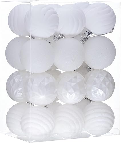 Miniatura 1 de Valery Madelyn Juego de adornos decorativos para árbol de Navidad, decoración de Halloween, 24 unidades, adornos de bolas blancas inastillables,