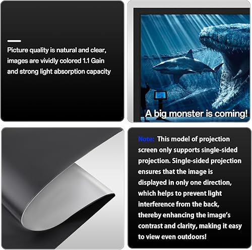 Miniatura 3 de Pantalla de proyector de marco fijo de 100 pulgadas, 1.1 ganancia 169, formato 4K Ultra HD, pantalla de proyección antiarrugas para oficina, cine en