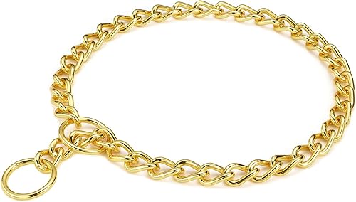 Mogoko Collar de cadena de acero inoxidable para perro, collar de metal para cachorros, collar deslizante de cadena en P para entrenamiento de