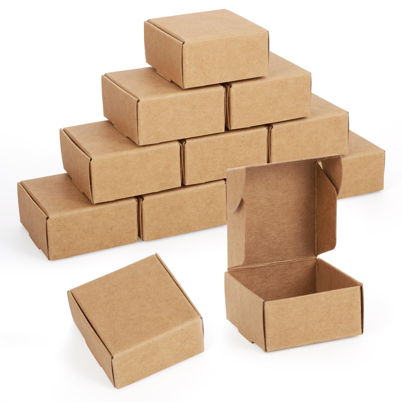 Spritewelry 50 pcs Brown Kraft Gift Boxes Party Favor Kraft Paper Gift Packaging Box 4.1x3.8x2cm Cupcake Boxes Square Paper Folding Box for Birthday Wedding Wrapping