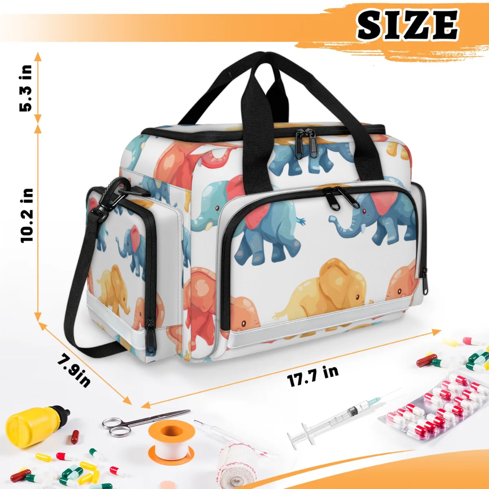 GzLeyigou First Aid Bags Empty, Rare Elephant Emergency Bag First Aid Kit Multiple Compartment Kit Carrier On Call Trauma Bag For Paramedics Emergency Medical Supplies Kit