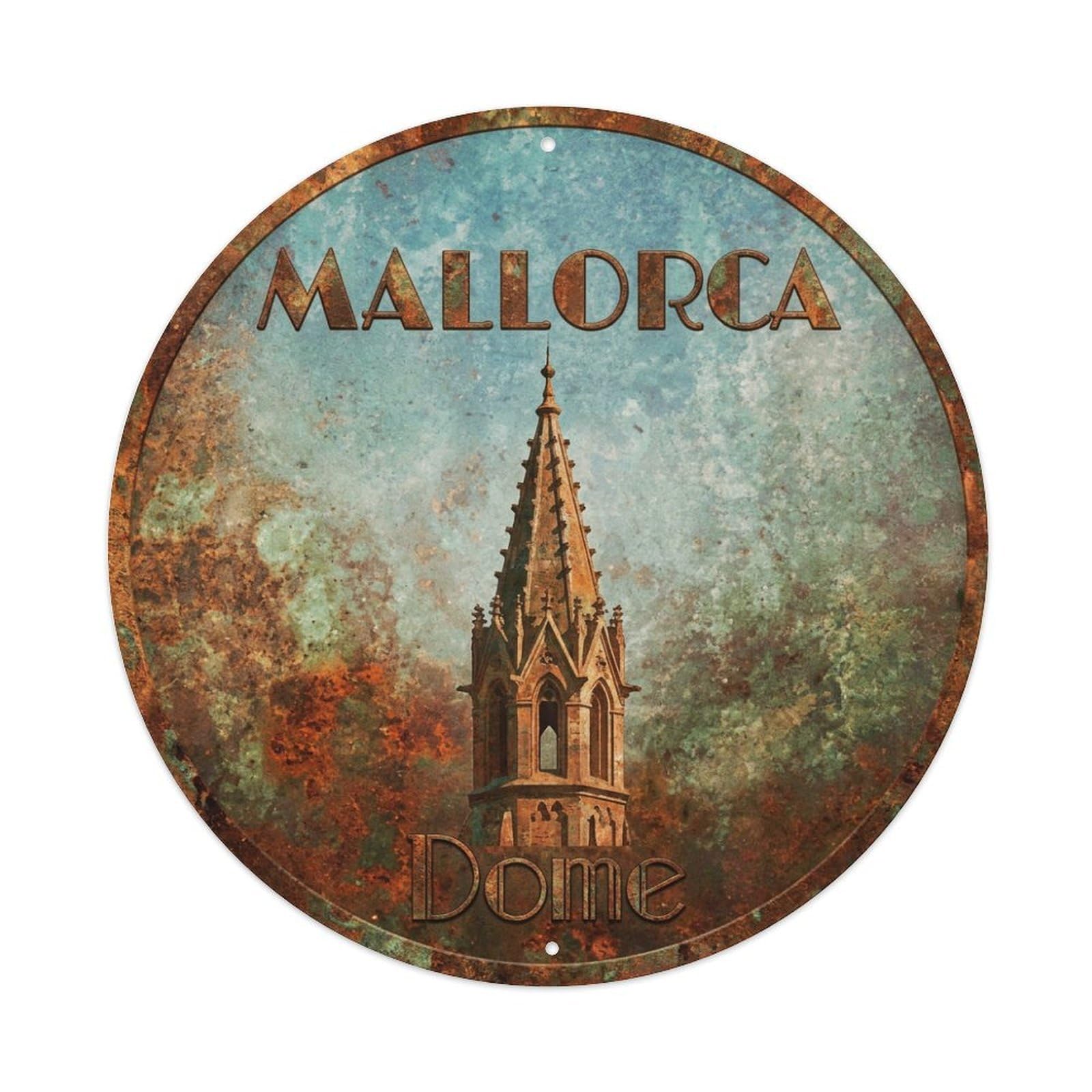 Tgrcjimh Style Metal Tin Sign Vintage Travel Mallorca Spain Spire
