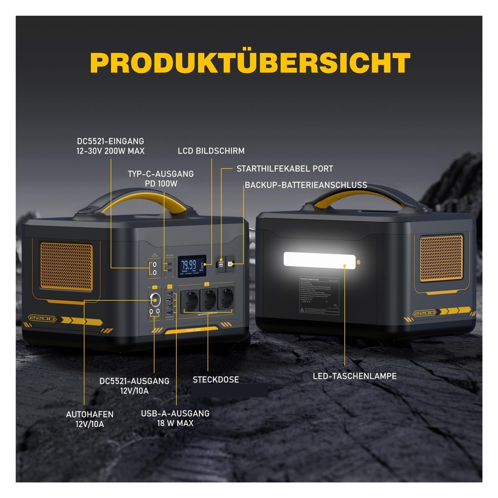 Central Eléctrica 2200 con Kit De Panel Solar VS200, Generador Batería LiFePO4 1548 WH For Camping Y Uso Emergencia Ligero Y PortáTil