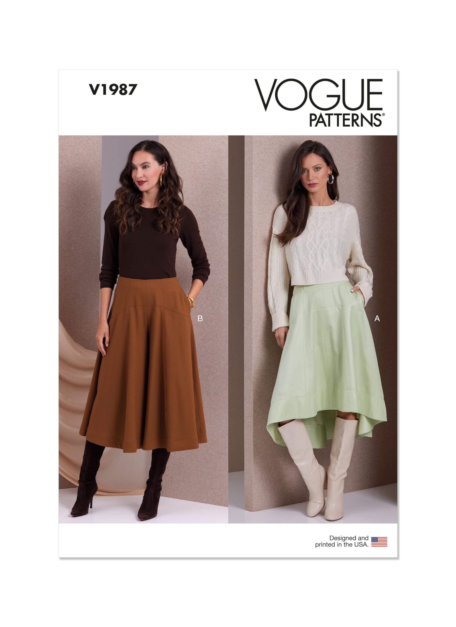 VOGUE PATTERNS V1987Y5 Misses' Skirt and Culottes Y5 (18-20-22-24-26), Multicoloured