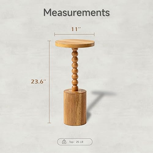 Miniatura 2 de Mesa auxiliar de pedestal de granja, mesa de bebida de madera rústica con base, mesa redonda de Martini para espacio pequeño, sala de estar,