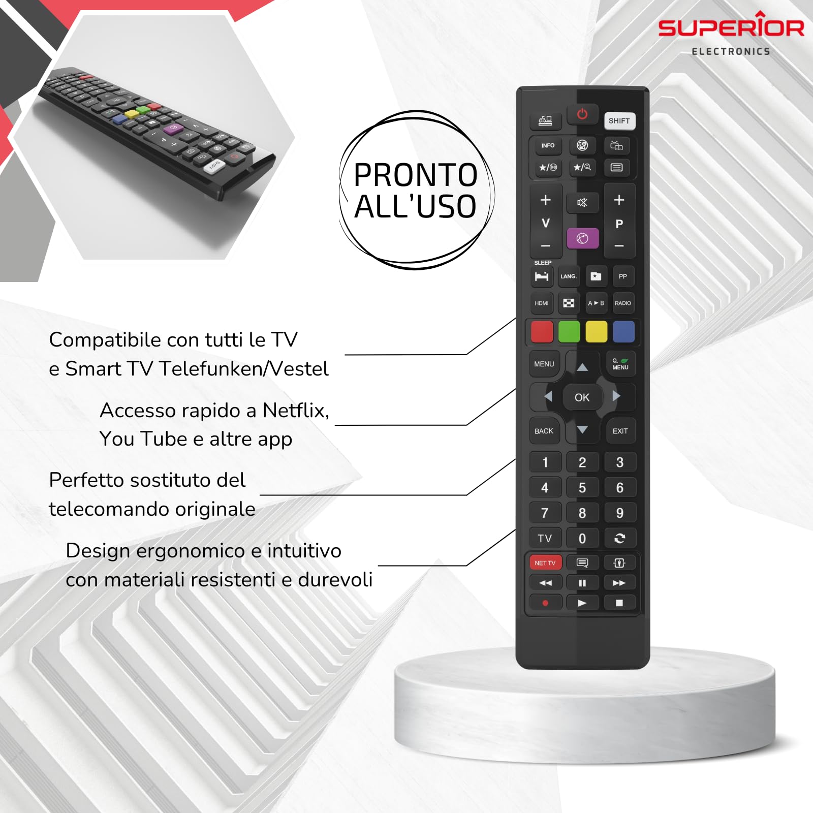 Meliconi Personal 6 Plus Telecomando universale a infrarossi per TV Telefunken colore Nero